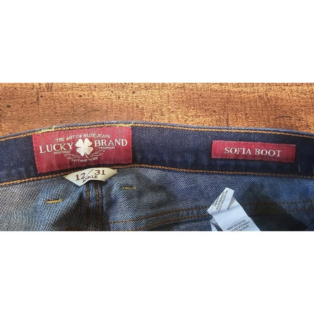 Lucky Brand Jeans Women Size 12 Sofia Ankle Boot Cut Dark Blue Stretch 31 Inseam - Picture 5 of 16